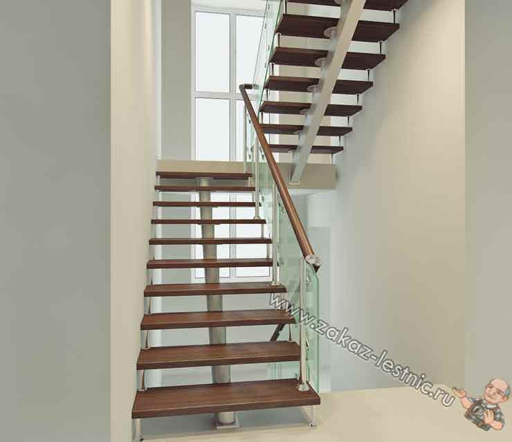 Двухмаршевая лестница для дома