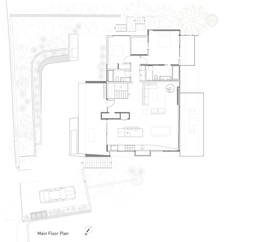 План этажей панорамного дома в Калифорнии