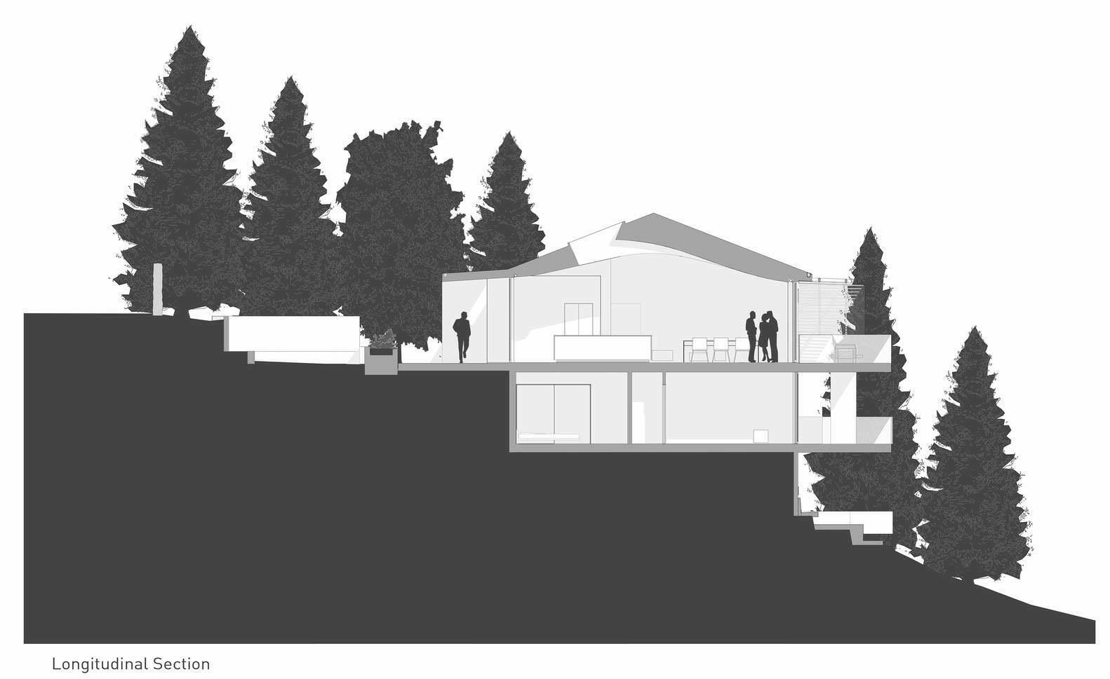 Схема двухэтажного панорамного дома в Калифорнии