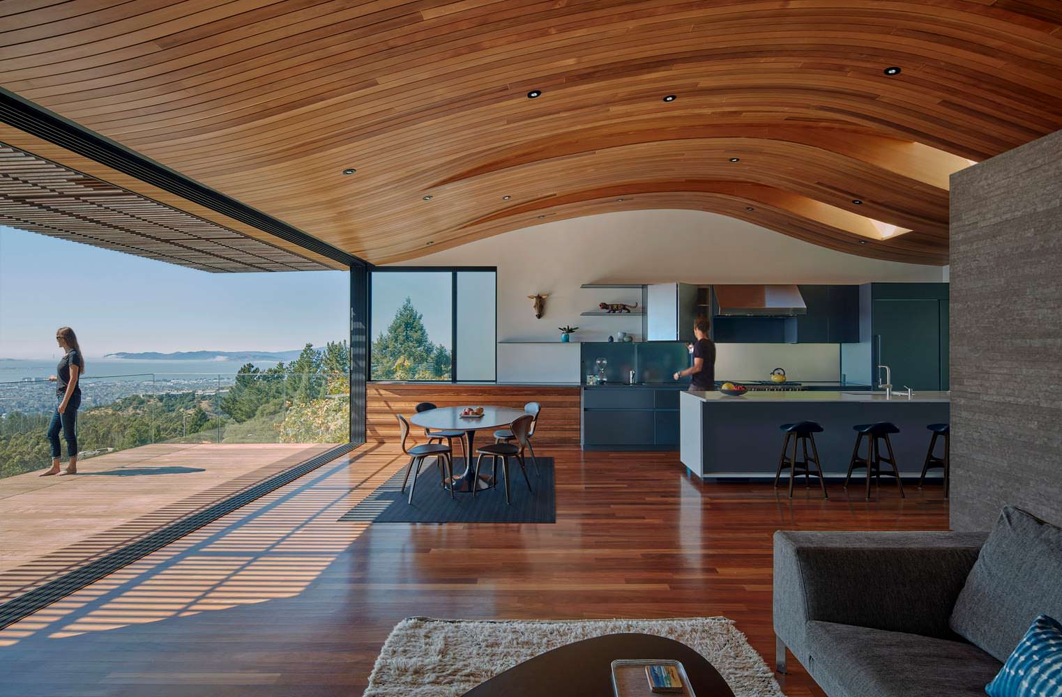 Кухня-гостиная с панорамной террасой и видом на океан
