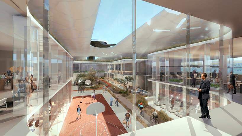 Баскетбольная площадка посреди кампуса Faraday Future