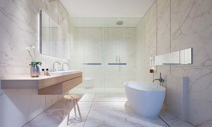 Дизайн ванной комнаты в квартире небоскреба 565 Broome Soho