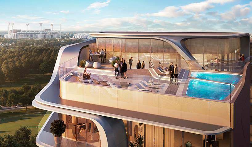 Скай-лаундж на крыше башни Mayfair от Zaha Hadid Architects