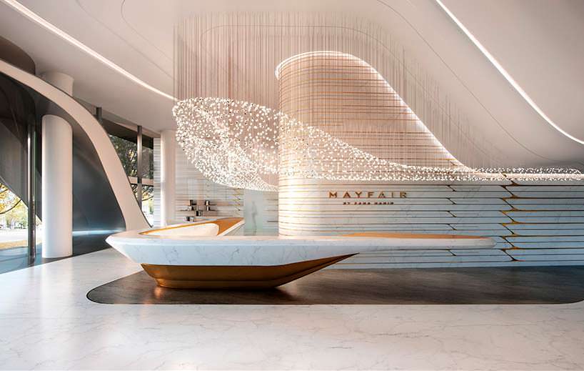 Лобби башни Mayfair в Мельбурне от Zaha Hadid Architects