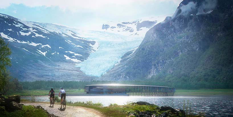 Отель-кольцо в Норвегии с видом на ледник от Snøhetta