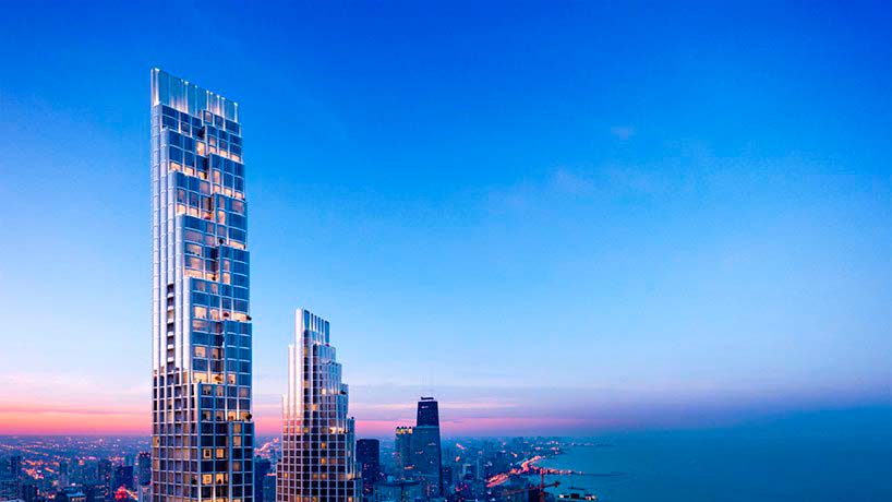 Башни 400 Lake Shore Drive в Чикаго. Высота 335 и 259 метров