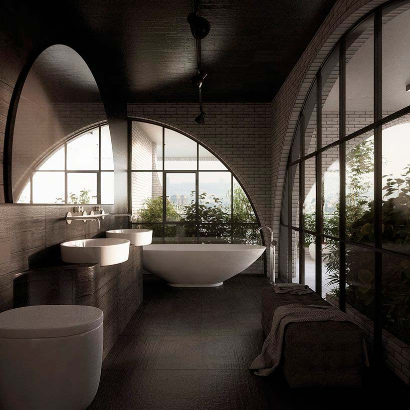Дизайн ванной комнаты в квартире башни Tel Aviv Arcades