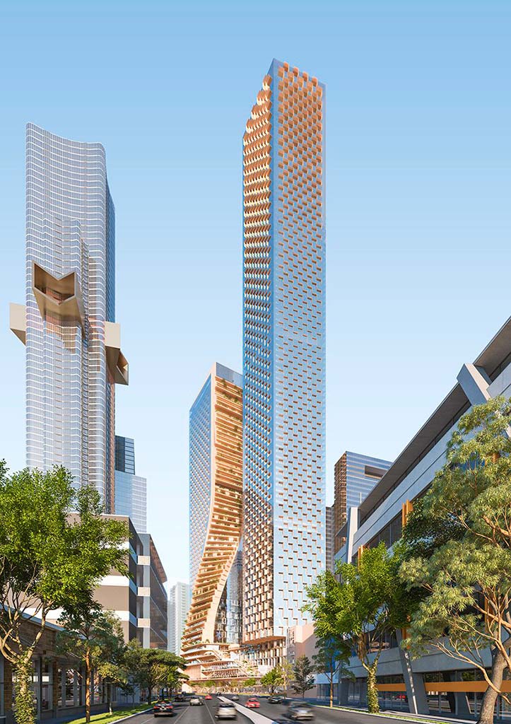 Новые небоскребы в Мельбурне от Southbank by Beulah. Проект UNStudio