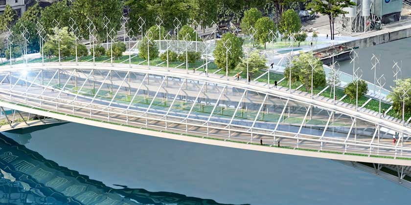 Винсан Каллебо предлагает для Парижа мост с парком и теплицей